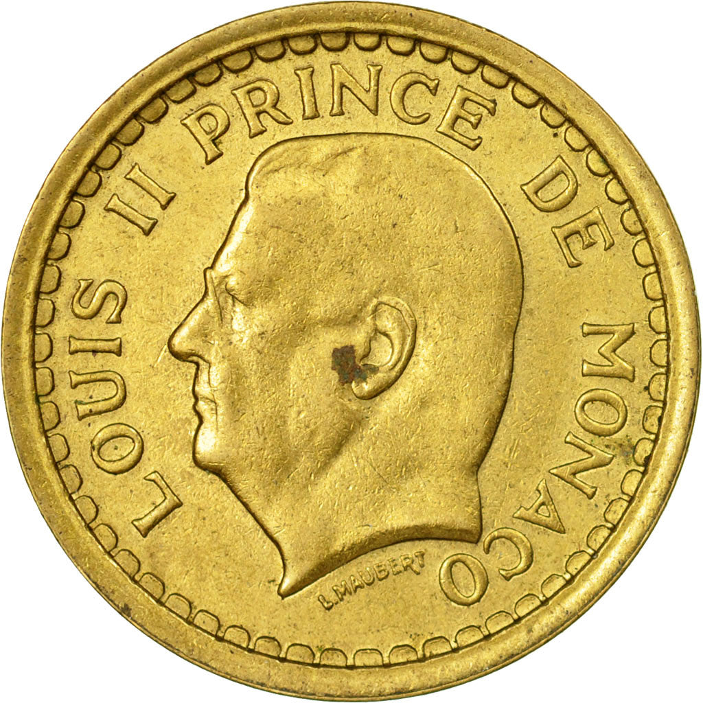 Coin, Monaco, Louis II, Franc, 1943, Poissy, EF(40-45), Bronze-Aluminium