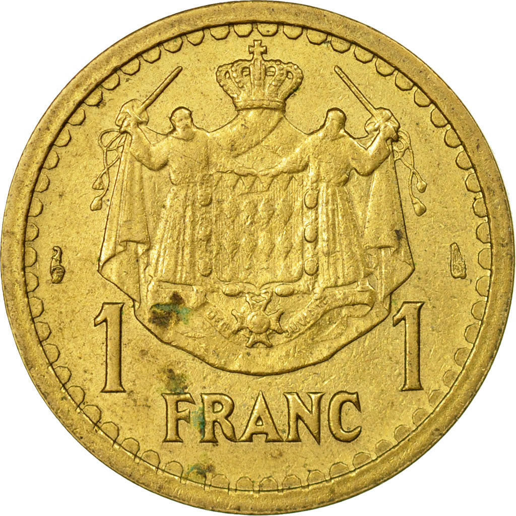 Coin, Monaco, Louis II, Franc, 1943, Poissy, EF(40-45), Bronze-Aluminium