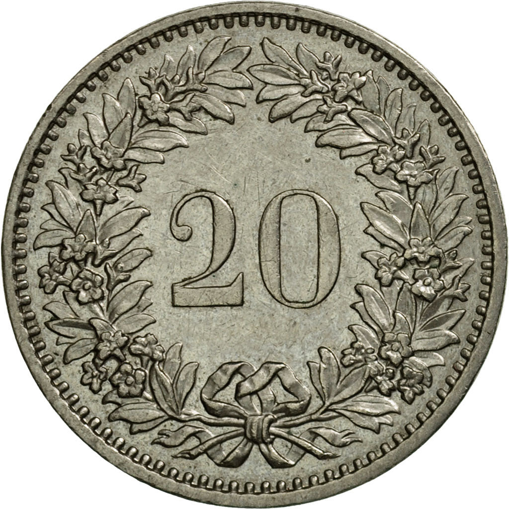 Moneda, Suiza, 20 Rappen, 1975, Bern, BC+, Cobre - níquel, KM:29a