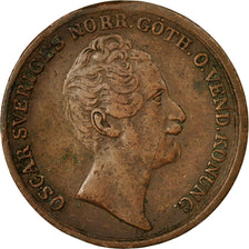 Münze, Schweden, Oscar I, 2/3 Skilling, 1845, SS, Kupfer, KM:658