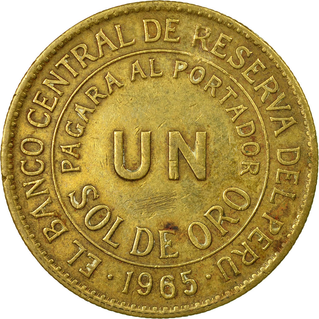 Coin, Peru, Sol, 1965, Lima, EF(40-45), Brass, KM:222