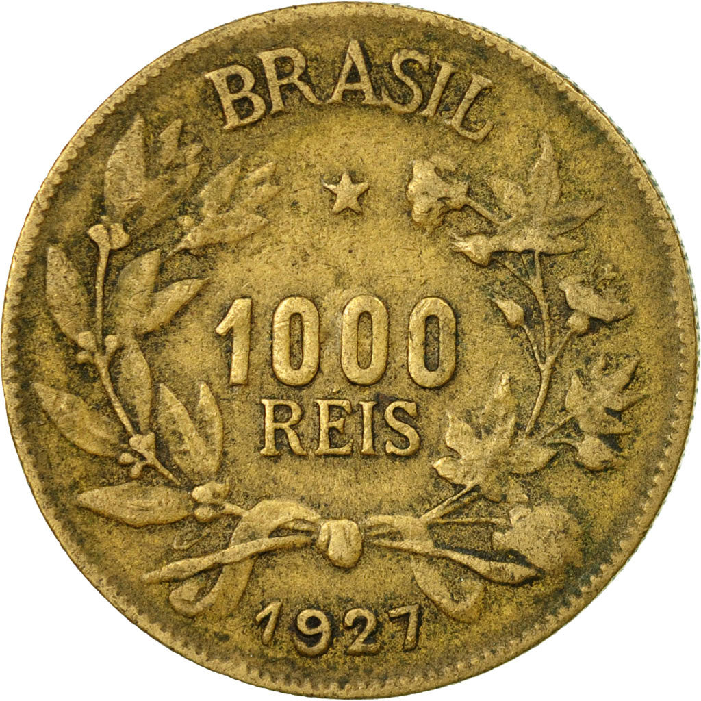 Coin, Brazil, 1000 Reis, 1927, EF(40-45), Aluminum-Bronze, KM:525