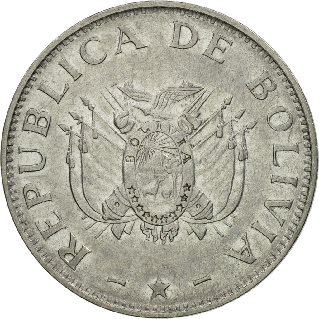 Coin, Bolivia, 50 Centavos, 1997, EF(40-45), Stainless Steel, KM:204
