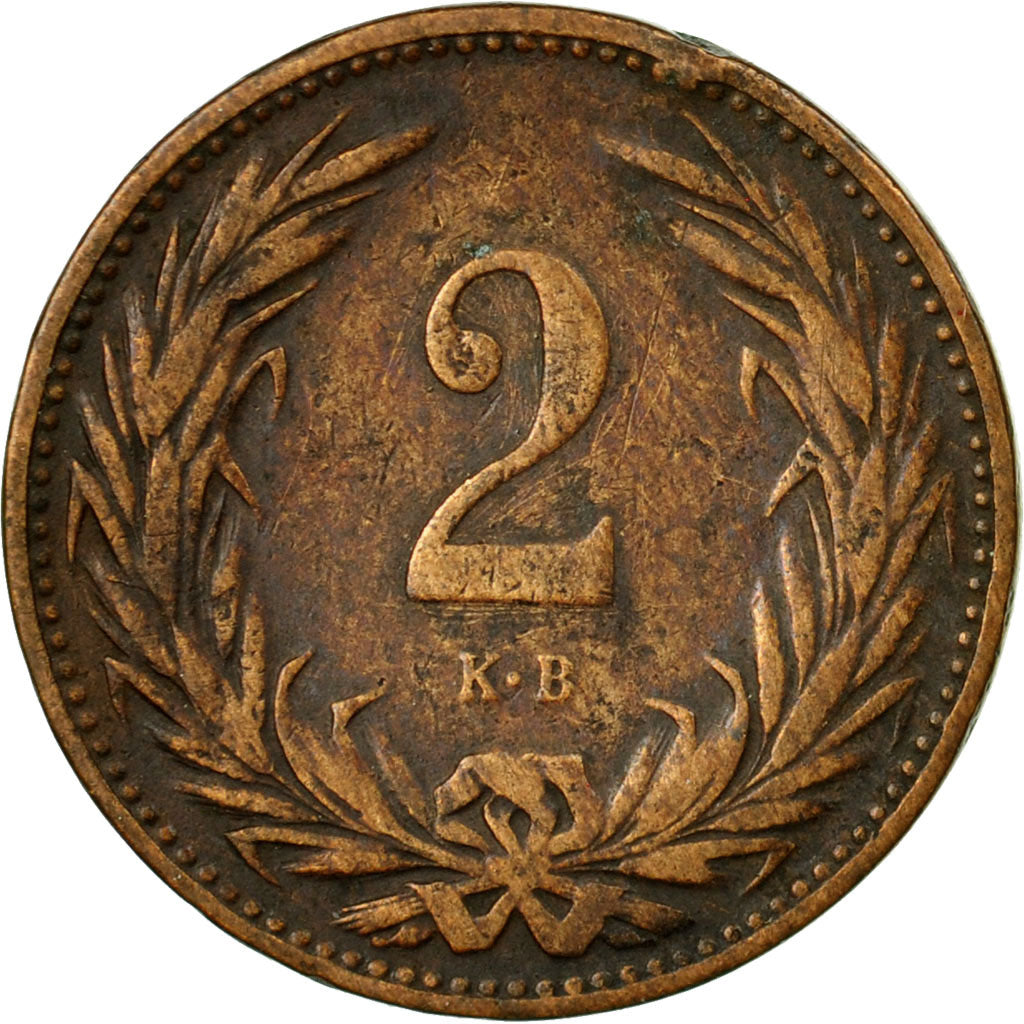Moneda, Hungría, Franz Joseph I, 2 Filler, 1896, Kormoczbanya, MBC, Bronce