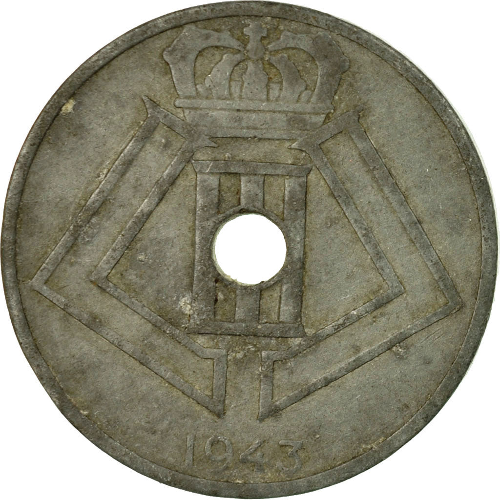 Münze, Belgien, 25 Centimes, 1943, S+, Zinc, KM:132