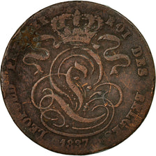 Coin, Belgium, Leopold I, 5 Centimes, 1837, VF(20-25), Copper, KM:5.1