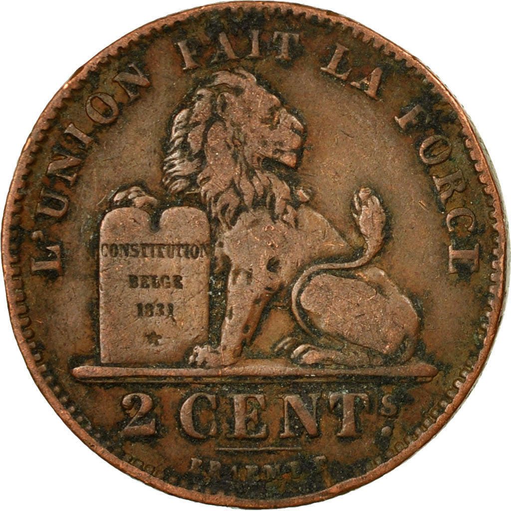 Moneta, Belgia, Albert I, 2 Centimes, 1912, VF(30-35), Miedź, KM:64