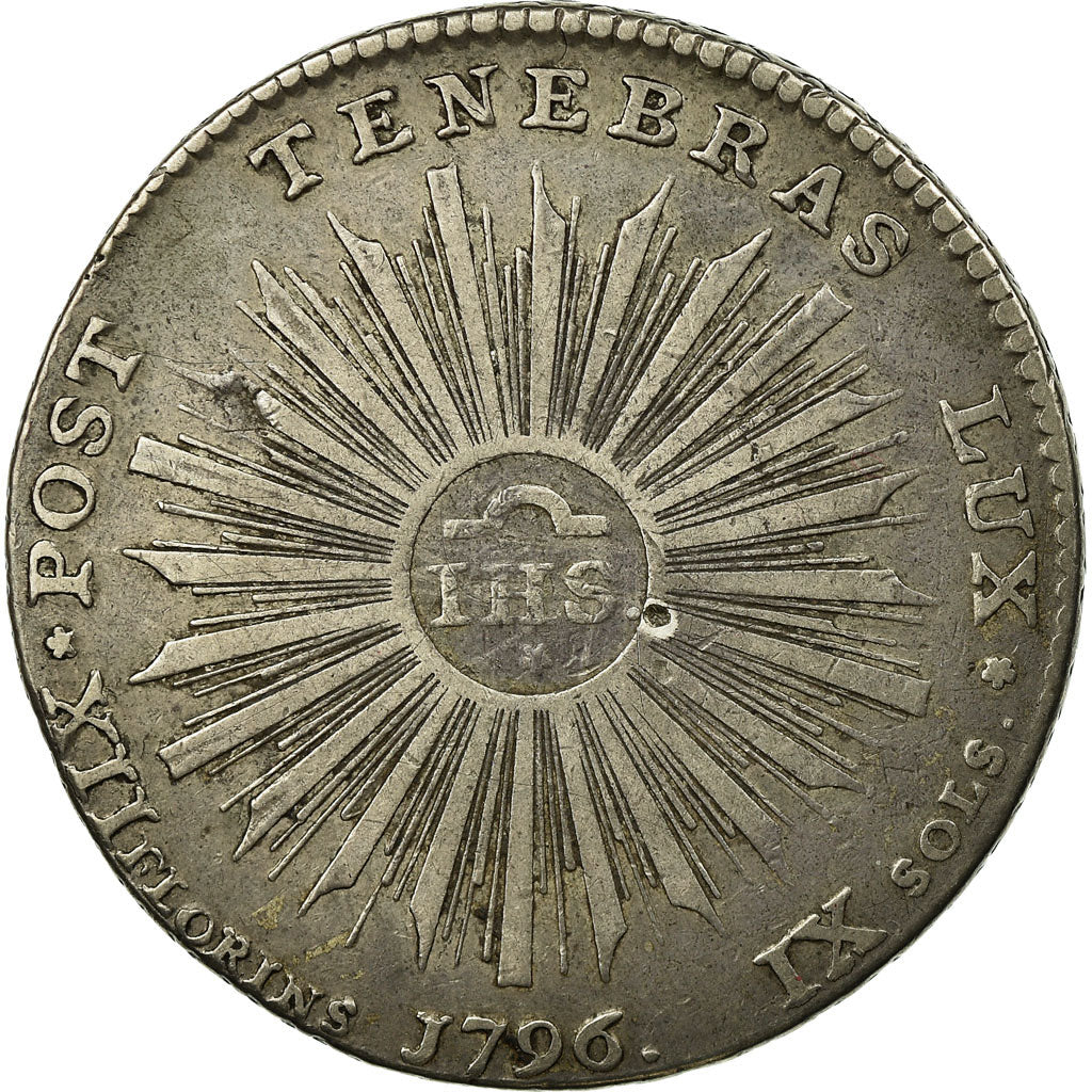 Coin, SWISS CANTONS, GENEVA, Xii Florins / Ix Sols, 1796, EF(40-45), Silver