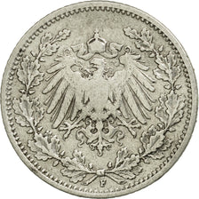 Coin, GERMANY - EMPIRE, 1/2 Mark, 1905, Stuttgart, AU(50-53), Silver, KM:17