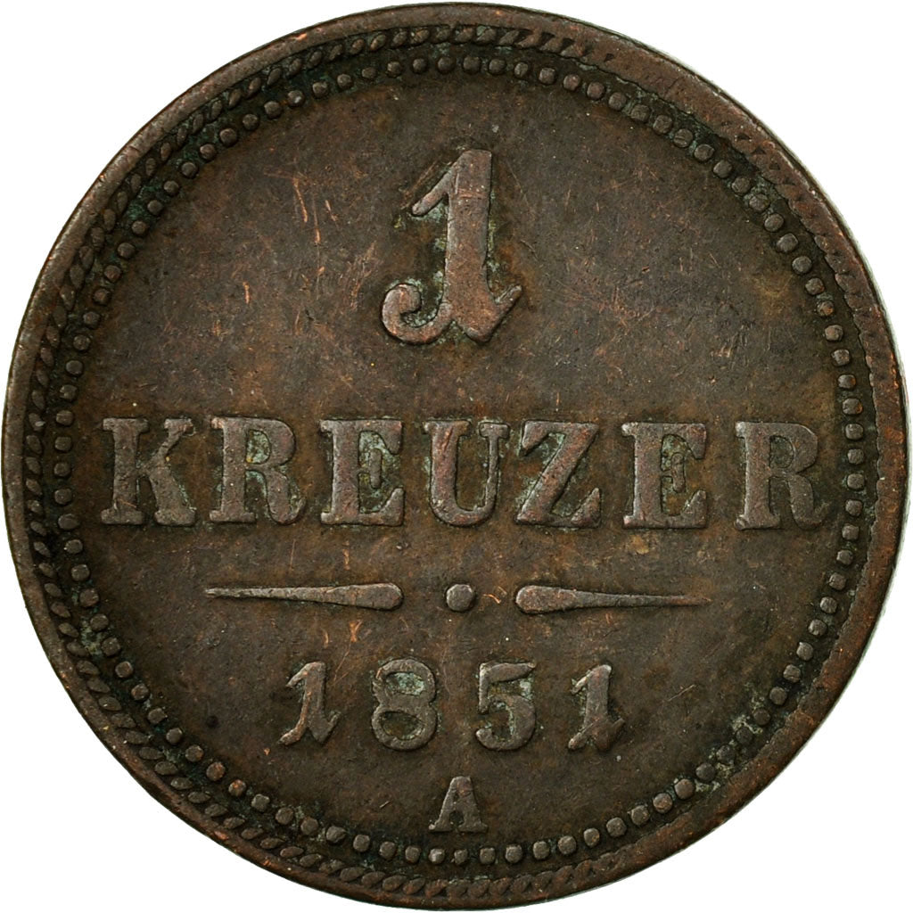 Coin, Austria, Franz Joseph I, Kreuzer, 1851, EF(40-45), Copper, KM:2185