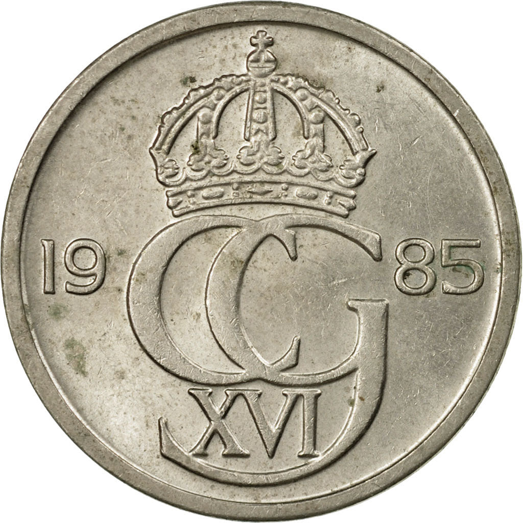 Coin, Sweden, Carl XVI Gustaf, 50 Öre, 1985, VF(30-35), Copper-nickel, KM:855
