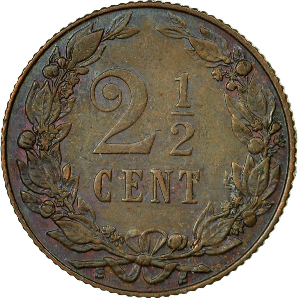 Coin, Netherlands, Wilhelmina I, 2-1/2 Cent, 1904, EF(40-45), Bronze, KM:134