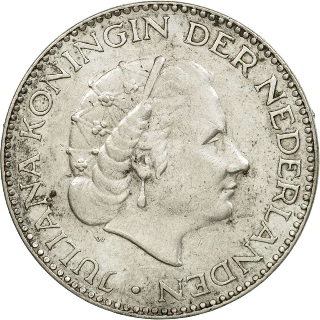 Coin, Netherlands, Juliana, Gulden, 1954, VF(30-35), Silver, KM:184
