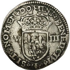 Moneda, Francia, 1/8 Ecu, 1601, La Rochelle, Rare, BC+, Plata, Sombart:4688