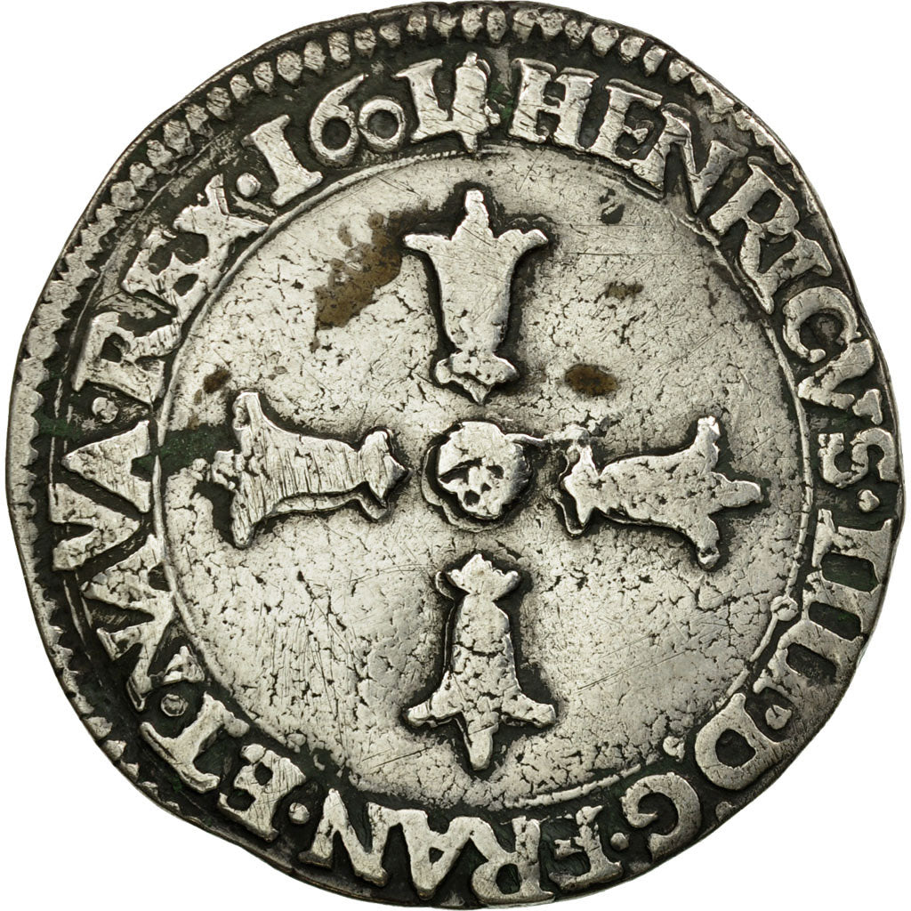 Coin, France, 1/8 Ecu, 1601, La Rochelle, Rare, VF(30-35), Silver, Sombart:4688