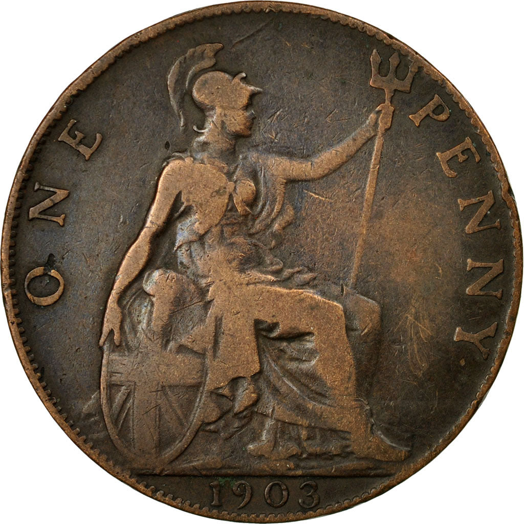 Coin, Great Britain, Edward VII, Penny, 1903, EF(40-45), Bronze, KM:794.2