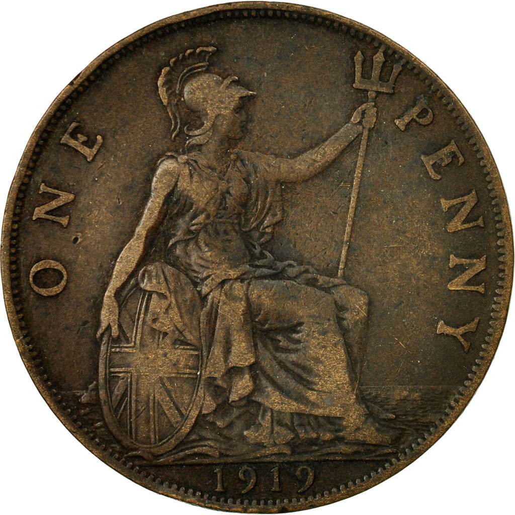 Coin, Great Britain, George V, Penny, 1919, EF(40-45), Bronze, KM:810