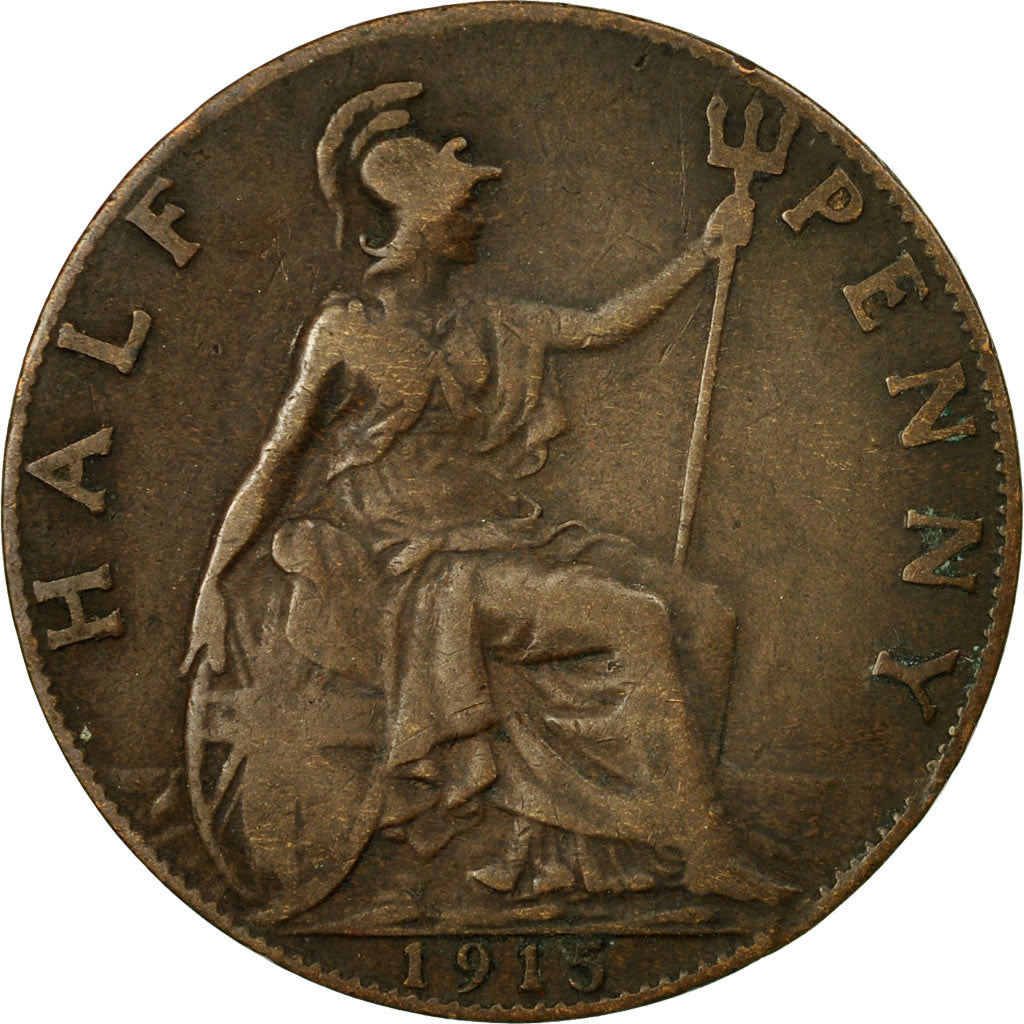 Coin, Great Britain, George V, 1/2 Penny, 1915, EF(40-45), Bronze, KM:809