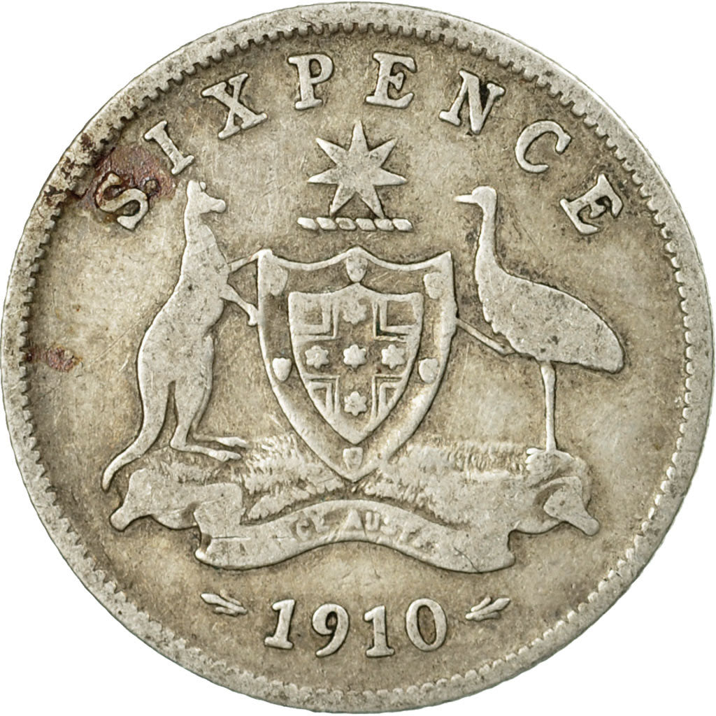 Coin, Australia, Edward VII, Sixpence, 1910, London, VF(20-25), Silver, KM:19