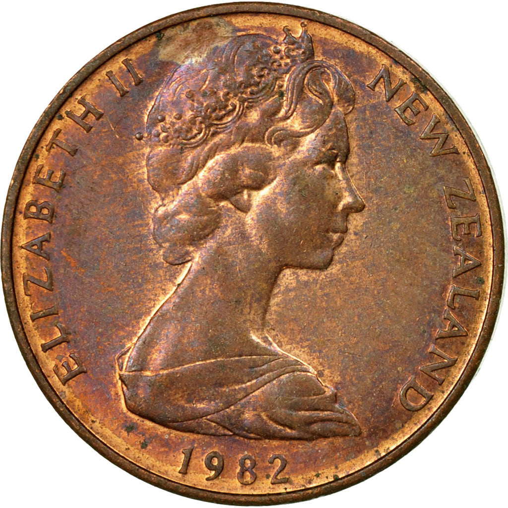 Coin, New Zealand, Elizabeth II, 2 Cents, 1982, EF(40-45), Bronze, KM:32.1