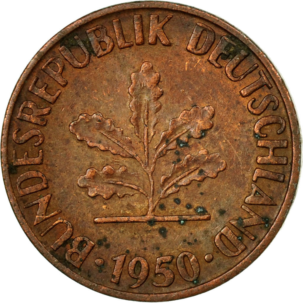 Monnaie, République fédérale allemande, Pfennig, 1950, Munich, TB+, Copper