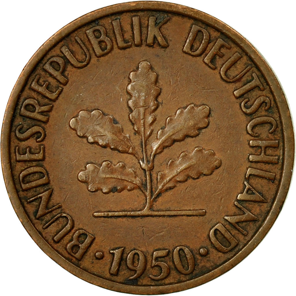 Munten, Federale Duitse Republiek, 2 Pfennig, 1950, Hambourg, ZF, Bronze, KM:106