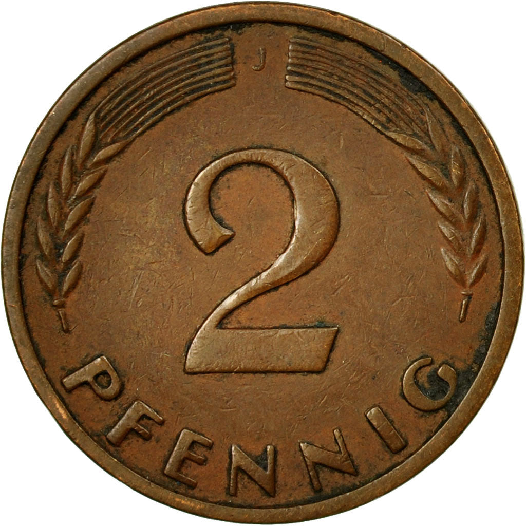 Munten, Federale Duitse Republiek, 2 Pfennig, 1950, Hambourg, ZF, Bronze, KM:106