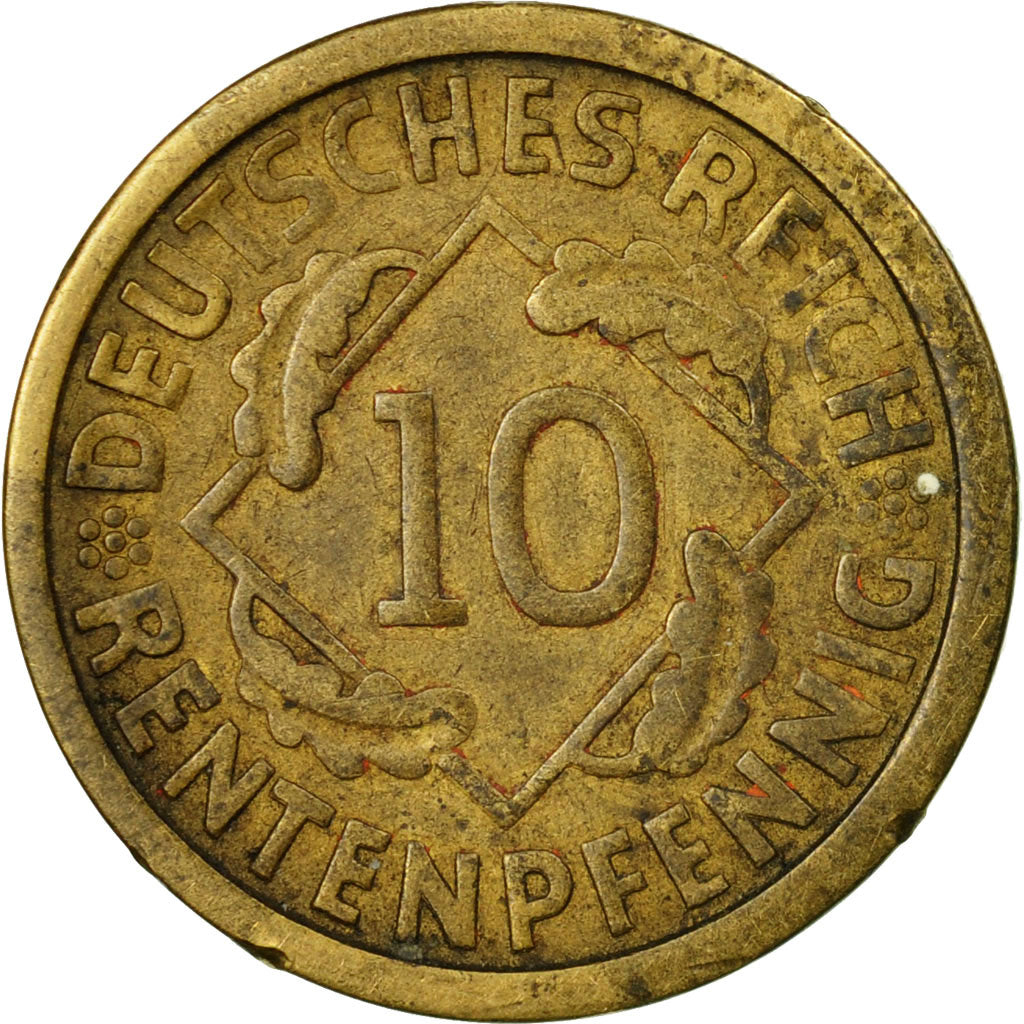 Moneta, NIEMCY, REP. WEIMARSKA, 10 Rentenpfennig, 1924, Hambourg, VF(30-35)