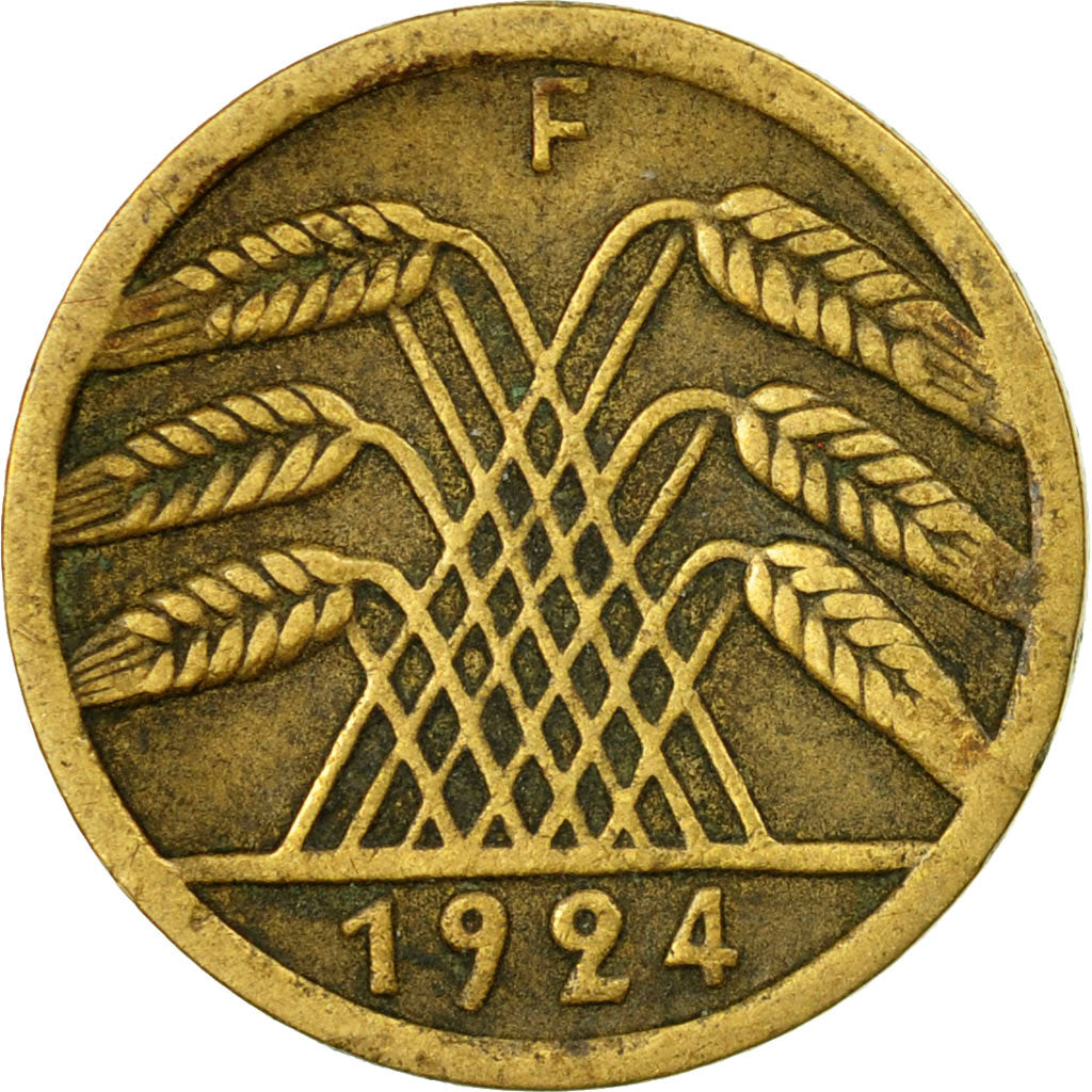 Munten, Duitsland, Weimarrepubliek, 5 Rentenpfennig, 1924, Stuttgart, FR+