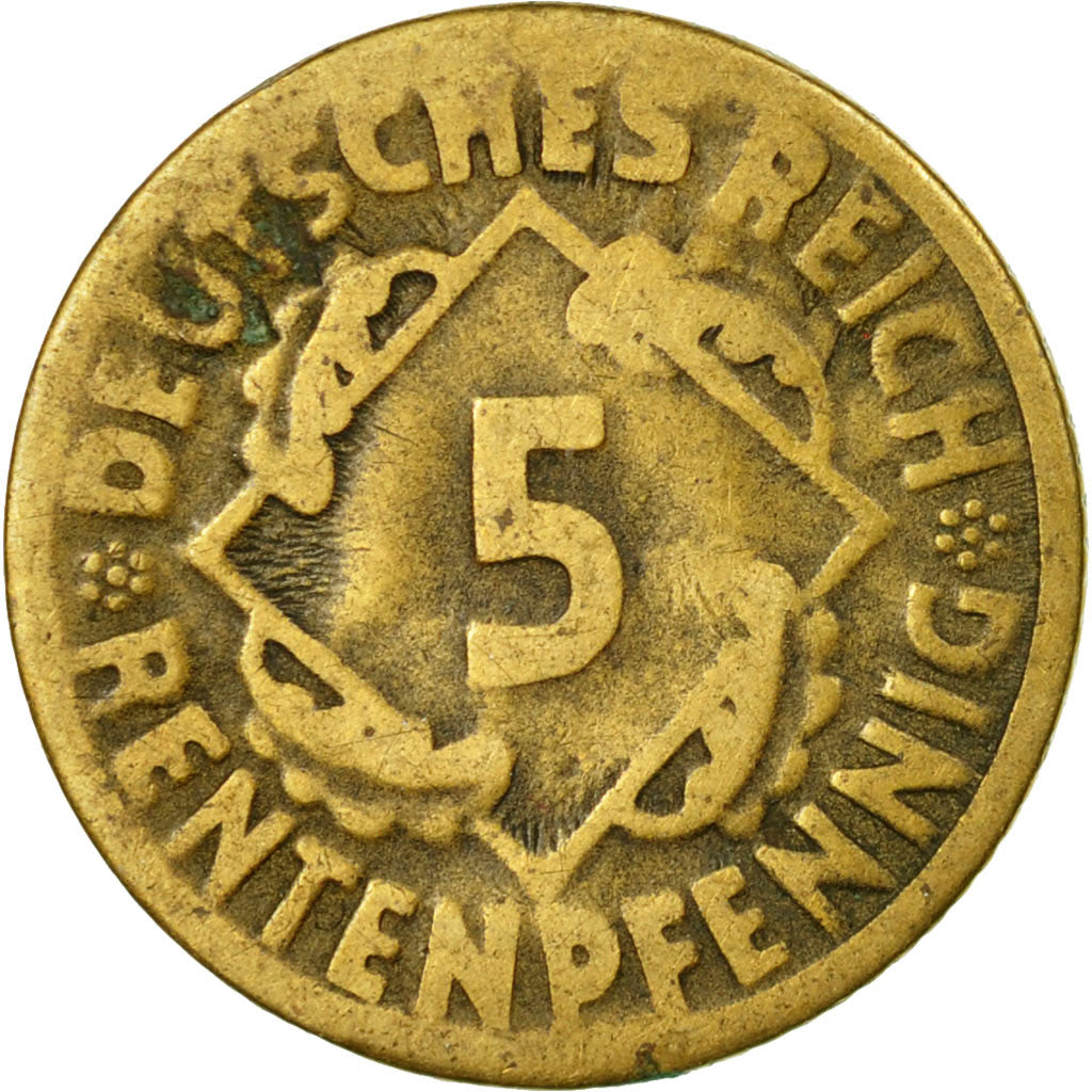 Munten, Duitsland, Weimarrepubliek, 5 Rentenpfennig, 1924, Stuttgart, FR+