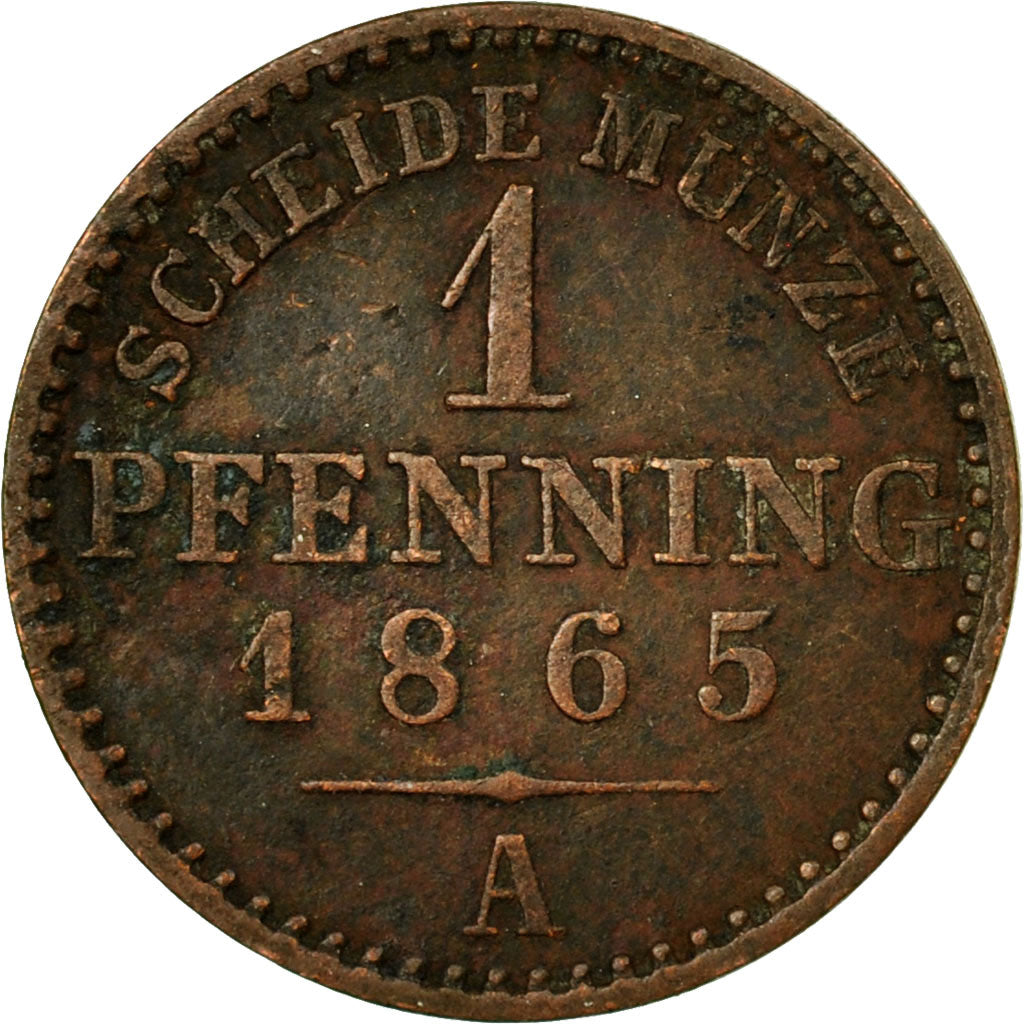Coin, German States, BAVARIA, Maximilian II, Pfennig, 1865, Berlin, EF(40-45)