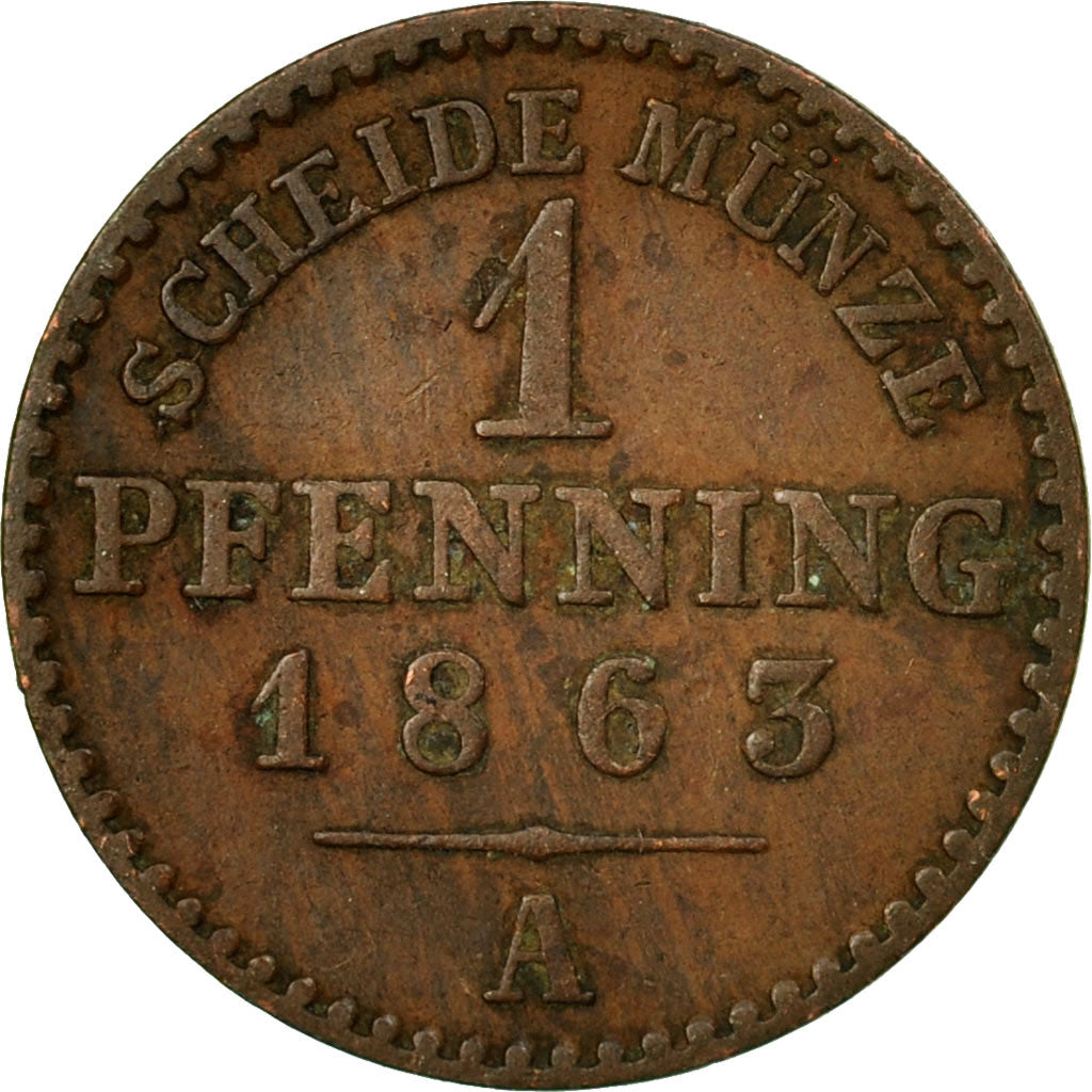 Coin, German States, BAVARIA, Maximilian II, Pfennig, 1863, Berlin, EF(40-45)