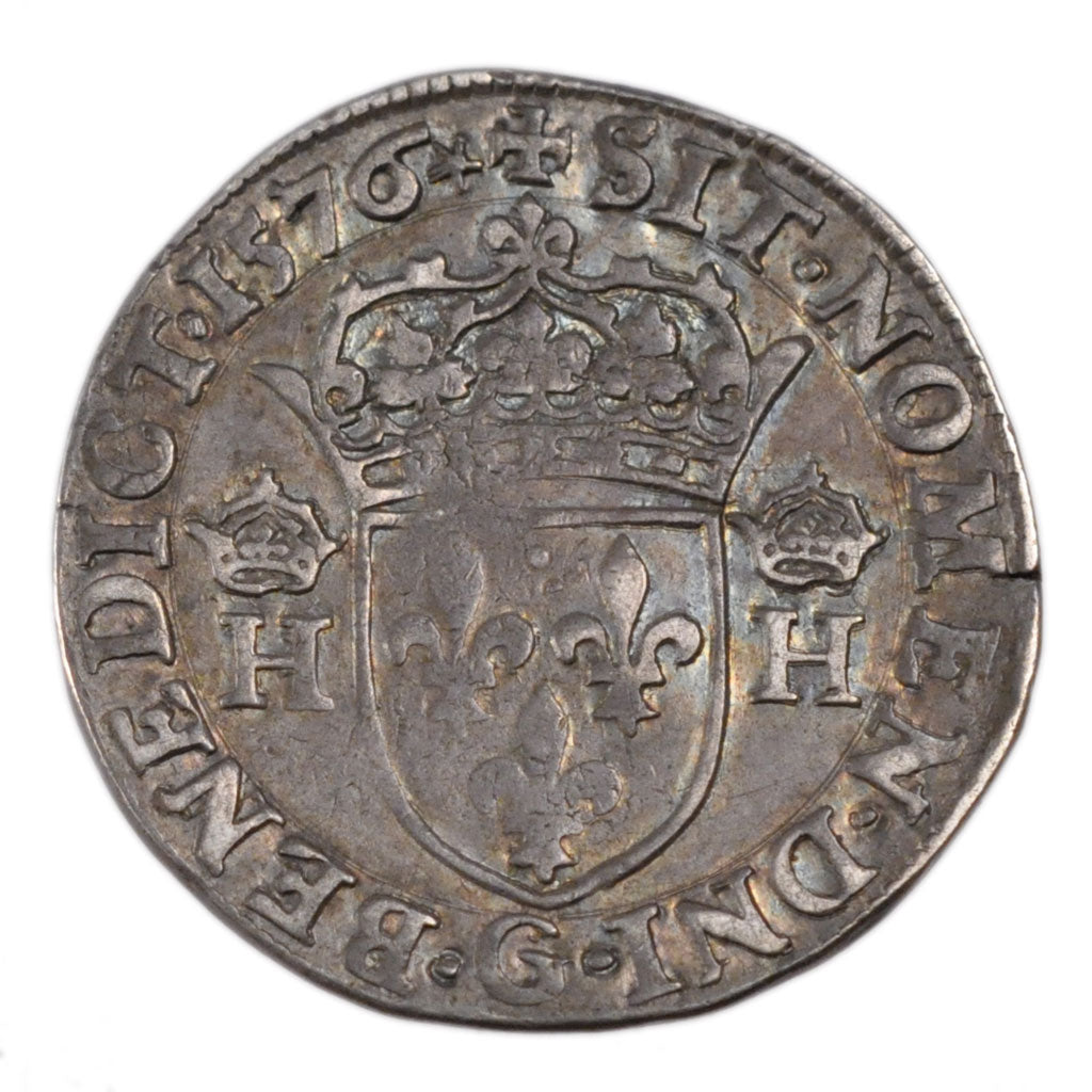 FRANCE, Teston, 1576, Poitiers, AU(50-53), Silver, Duplessy #1126, 9.40