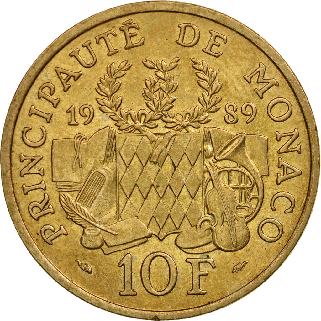 Coin, Monaco, Rainier III, 10 Francs, 1989, EF(40-45), Nickel-Aluminum-Bronze