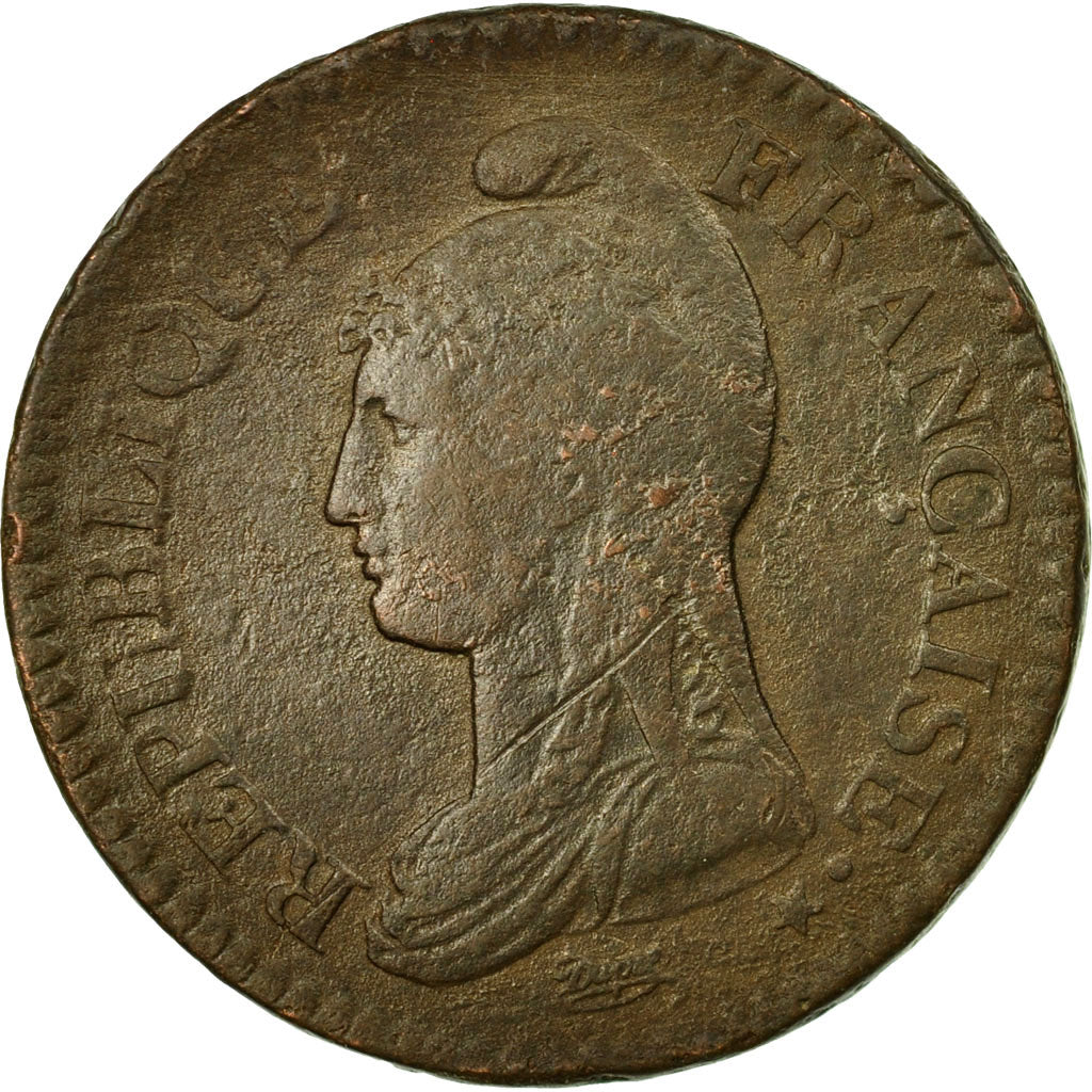Coin, France, Dupré, Decime, AN 7, Lille, VF(30-35), Bronze, KM:644.11, Le