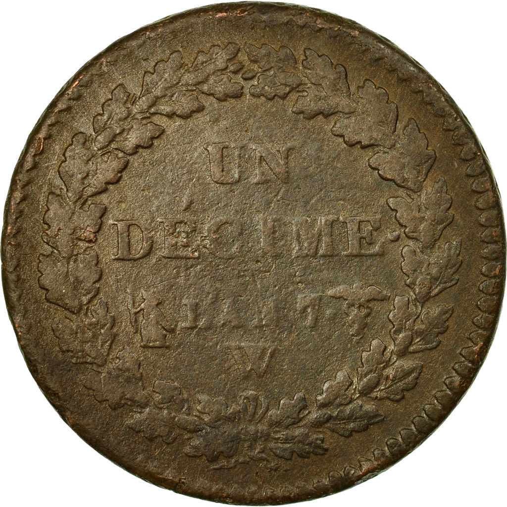 Coin, France, Dupré, Decime, AN 7, Lille, VF(30-35), Bronze, KM:644.11, Le