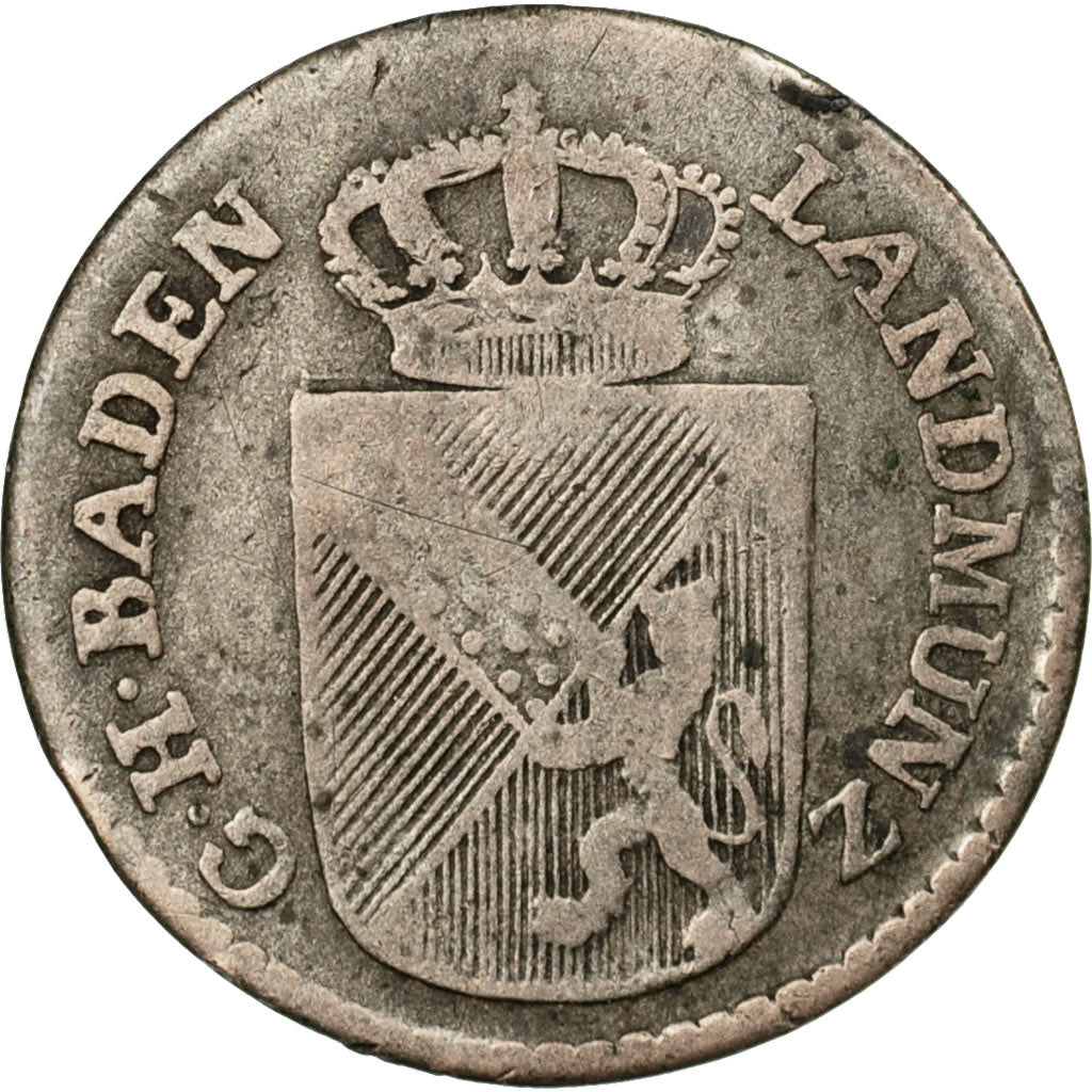 Münze, Deutsch Staaten, BADEN, Karl Friedrich, 6 Kreuzer, 1808, S, Silber