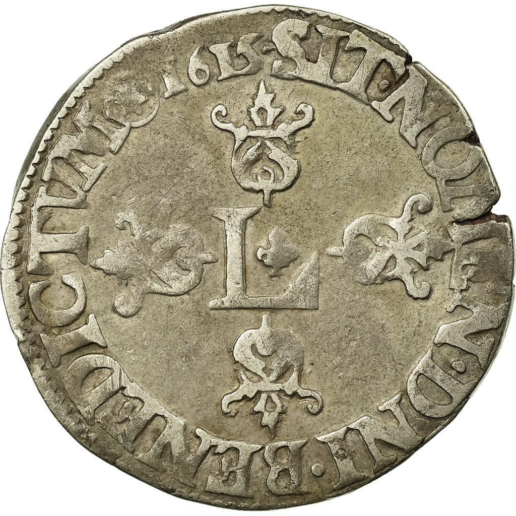 Moneta, Francia, Louis XIII, 1/2 Franc, grosse tête laurée au col fraisé, 1/2