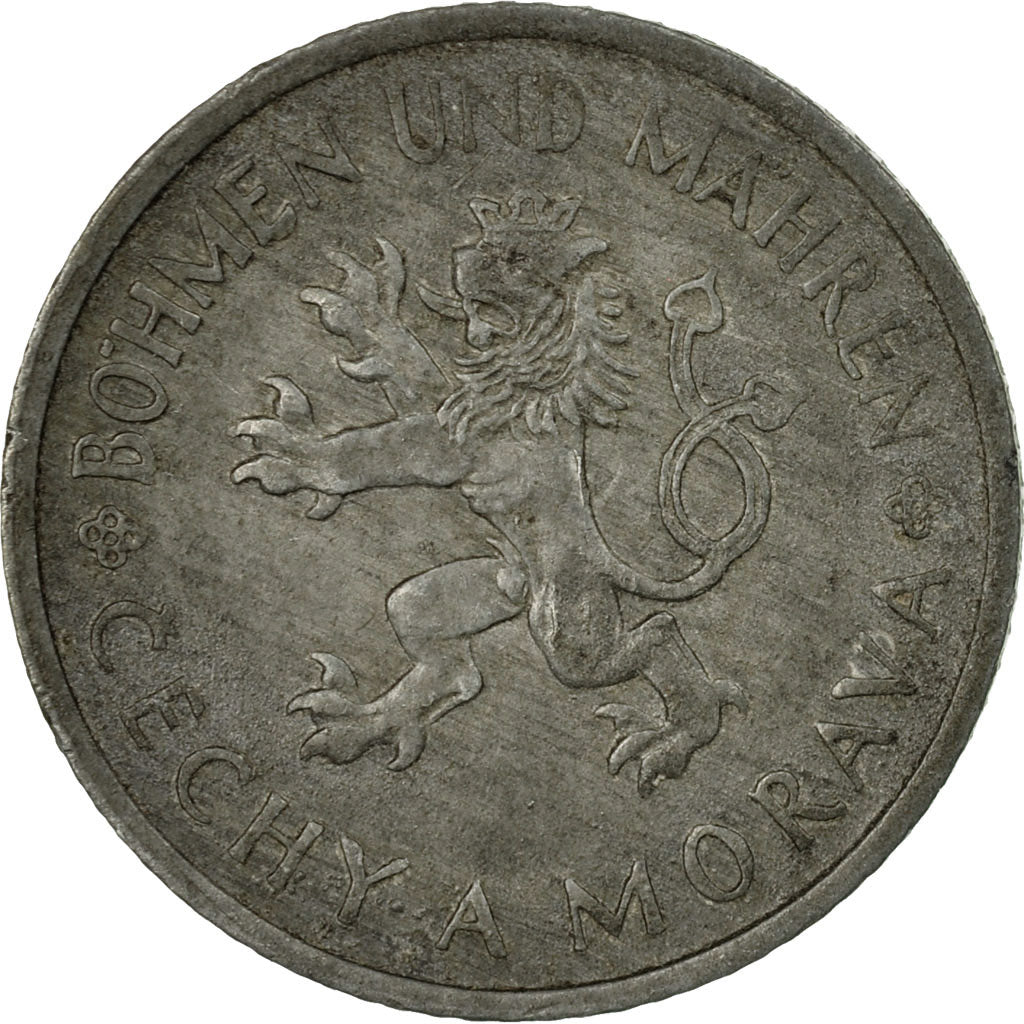 Coin, BOHEMIA & MORAVIA, Koruna, 1943, Berlin, EF(40-45), Zinc, KM:4