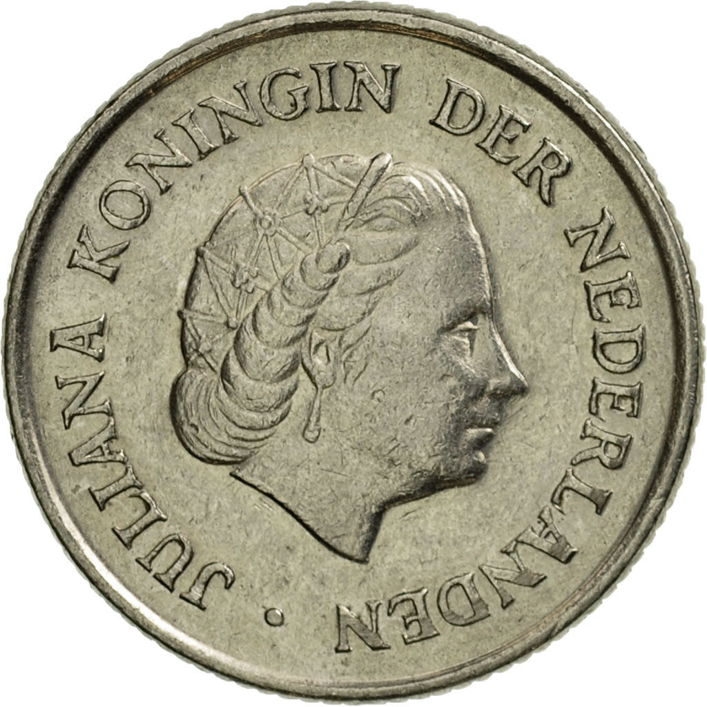 Coin, Netherlands, Juliana, 25 Cents, 1974, EF(40-45), Nickel, KM:183