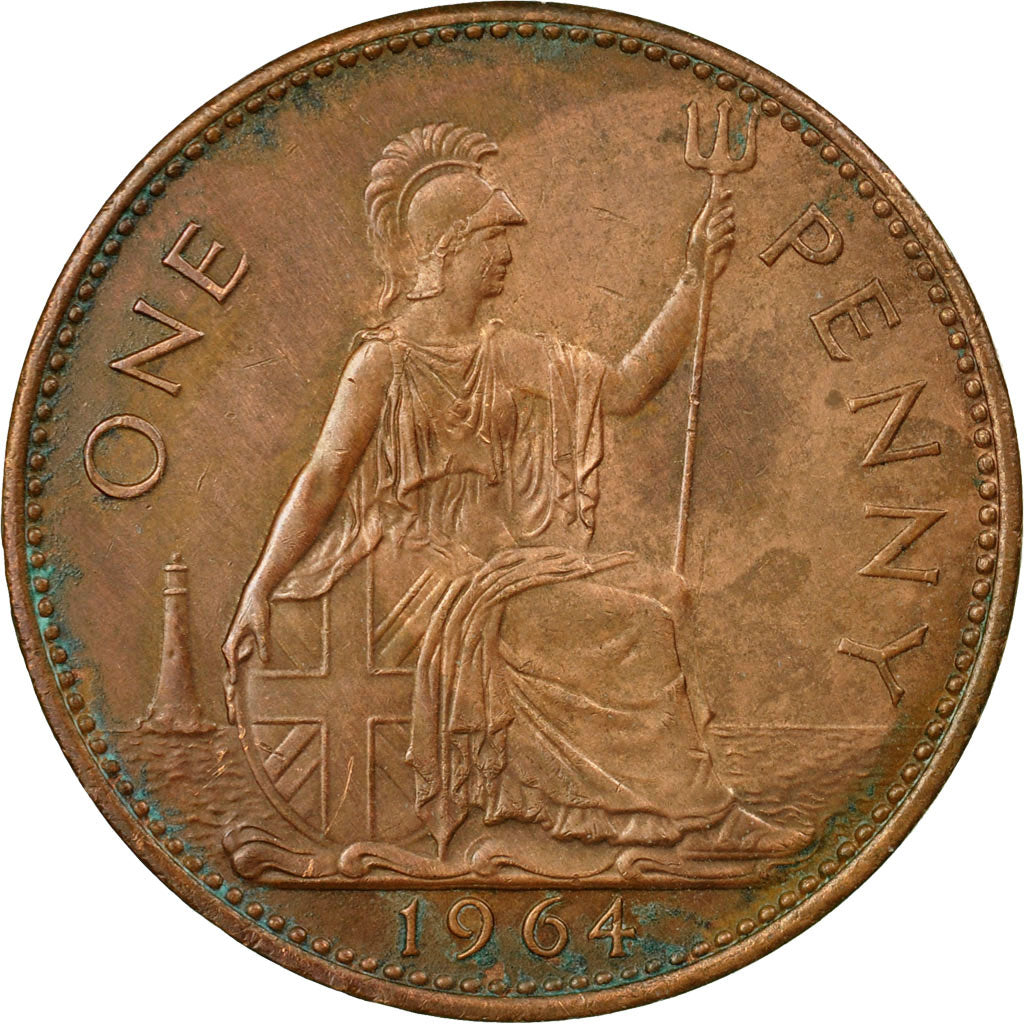 Coin, Great Britain, Elizabeth II, Penny, 1964, VF(30-35), Bronze, KM:897