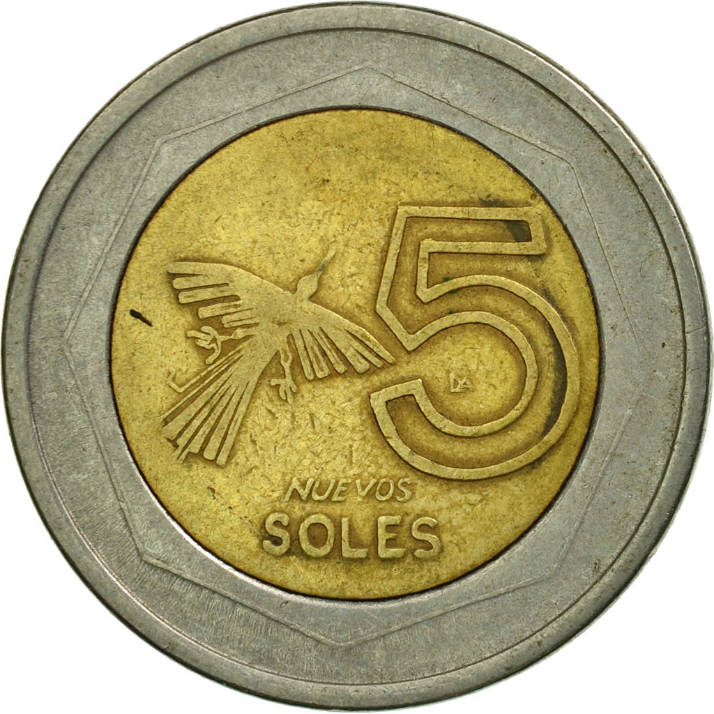Coin, Peru, 5 Nuevos Soles, 1995, Lima, EF(40-45), Bi-Metallic, KM:316