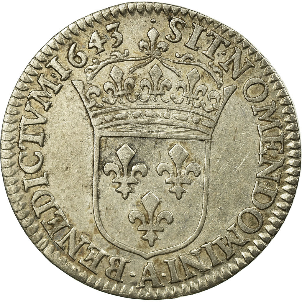 Moneta, Francia, Louis XIII, 1/12 Écu, 2e poinçon de Warin, buste drapé et