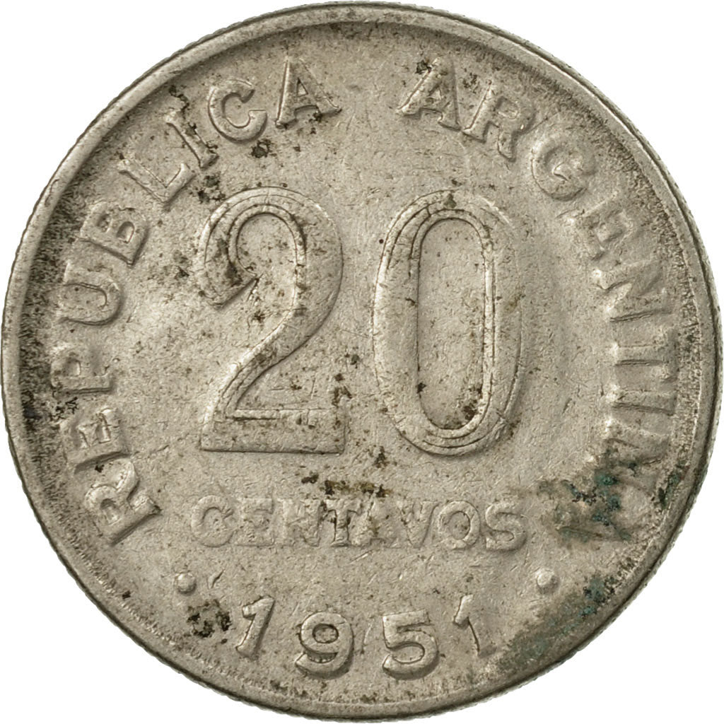 Coin, Argentina, 20 Centavos, 1951, VF(30-35), Copper-nickel, KM:48