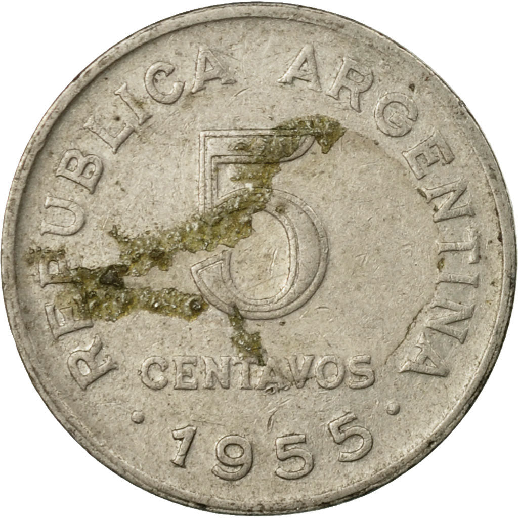 Moneta, Argentina, 5 Centavos, 1955, MB, Acciaio ricoperto in rame-nichel, KM:50