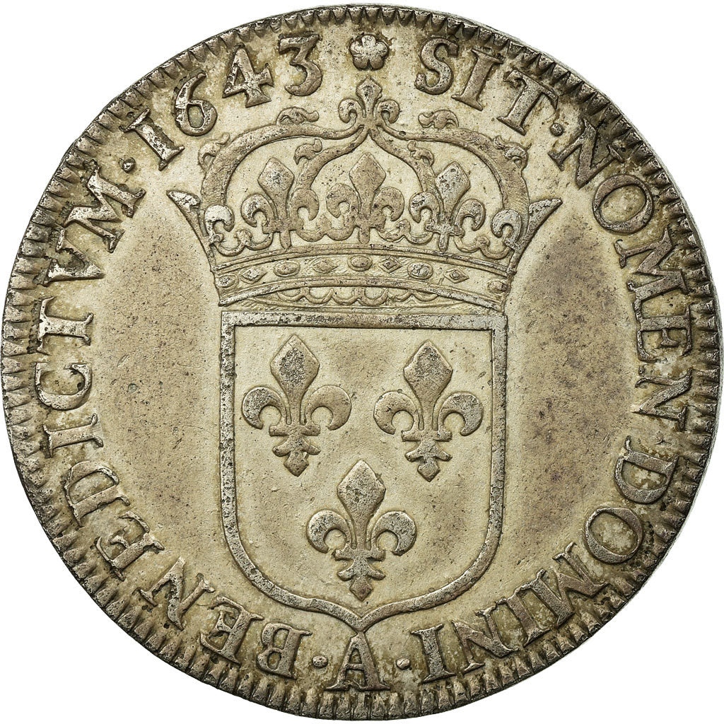 Coin, France, Louis XIV, 1/2 Écu à la mèche courte, 1/2 Ecu, 1643, Paris