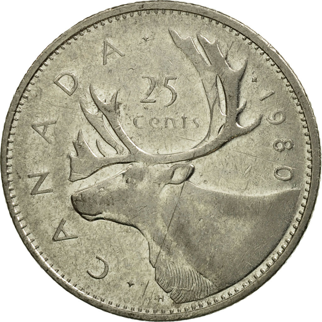Coin, Canada, Elizabeth II, 25 Cents, 1980, Royal Canadian Mint, Ottawa