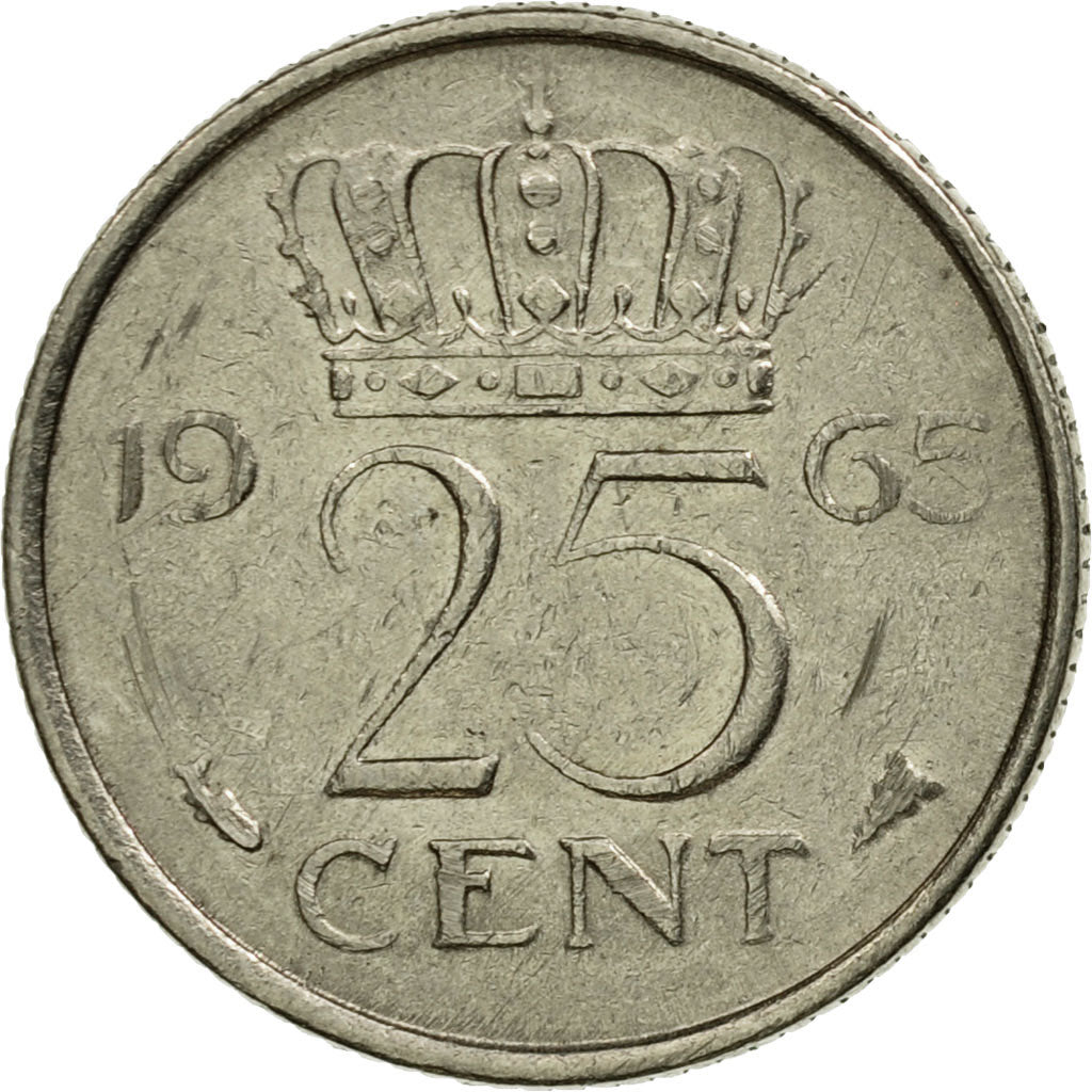Münze, Niederlande, Juliana, 25 Cents, 1965, SS, Nickel, KM:183