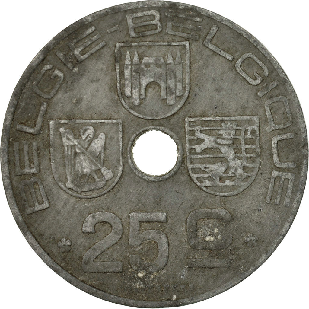 Munten, België, 25 Centimes, 1946, FR+, Zinc, KM:132