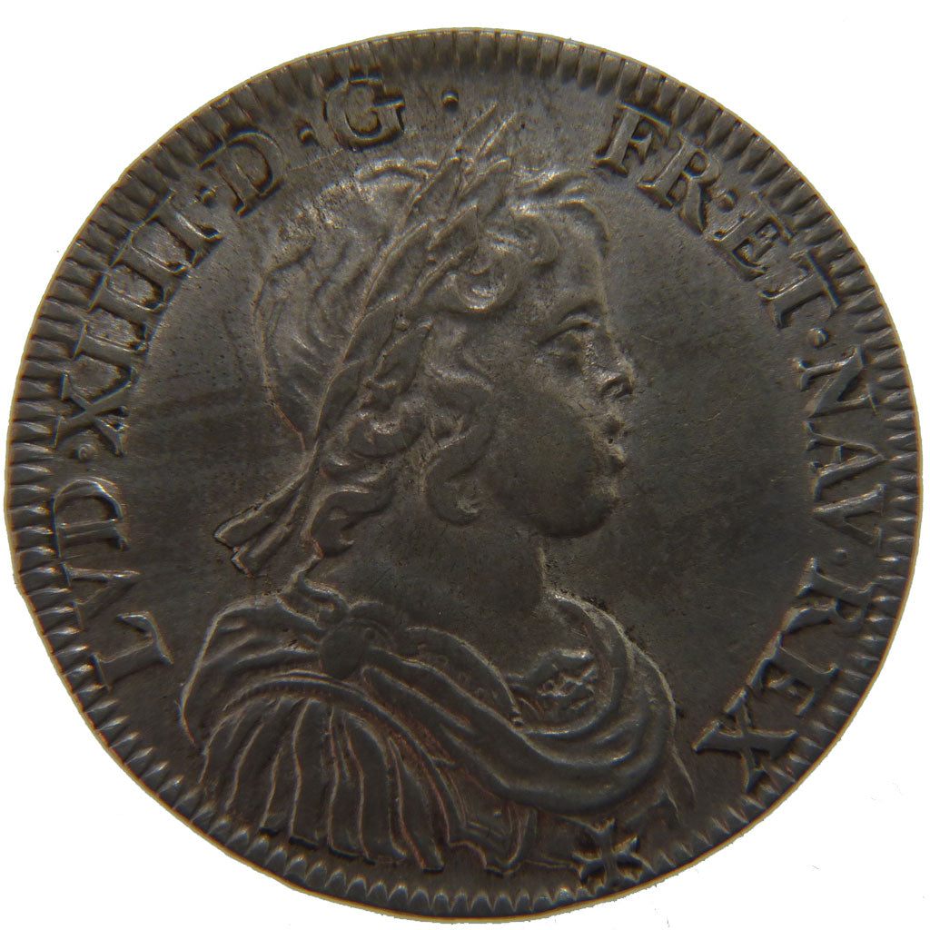 FRANCE, 1/2 Ecu, 1645, Paris, AU(50-53), Silver, Gadoury #168, 13.70